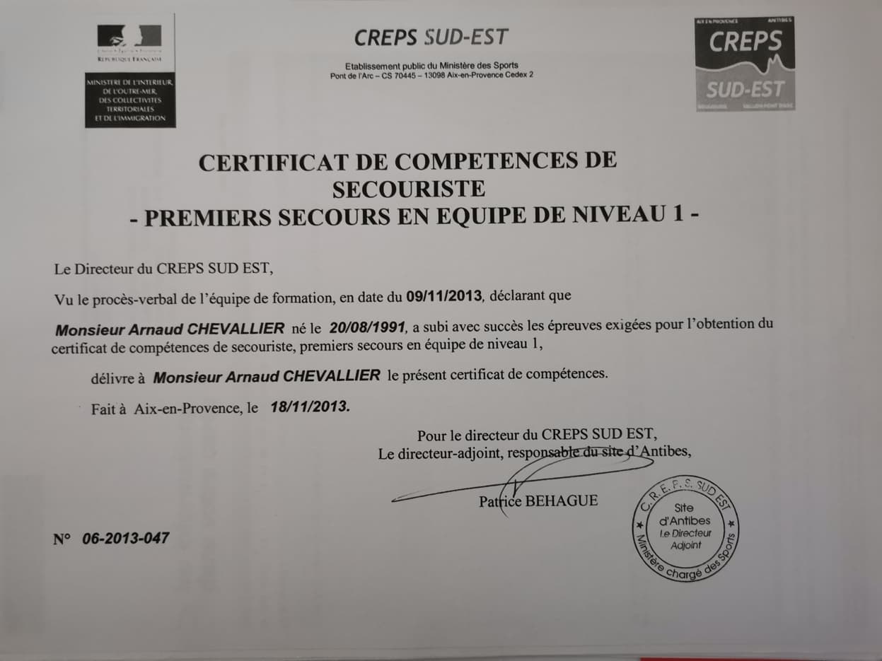 PSE1 Premiers Secours en Équipe Niveau 1